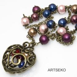 Naszyjnik retro z perłami szklanymi - Naszyjniki - Biżuteria