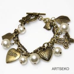 Bransoletka retro perły szklane - Bransoletki - Biżuteria