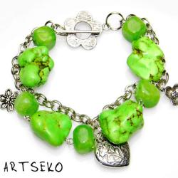 bransoletka z zielkonych howlitów - Bransoletki - Biżuteria