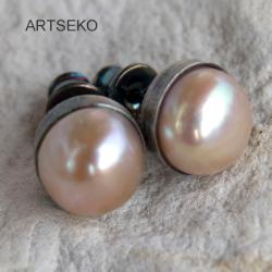 Sztyfty srebrne z perłami - Kolczyki - Biżuteria