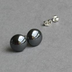 niewielkie kolczyki,wkrętki,hematyt i srebro - Kolczyki - Biżuteria