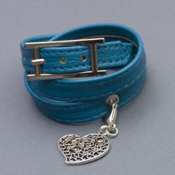 bransoletka modowa niebieska skóra - Bransoletki - Biżuteria