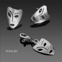 srebro,maski,oksydowane,sztyfty,charms - Komplety - Biżuteria